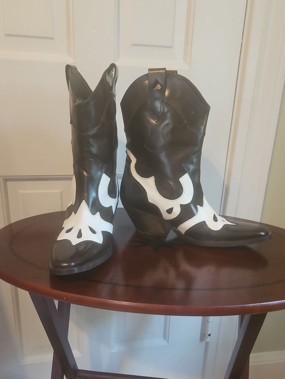 Mango Brown and White Western Ankle Boots - Women